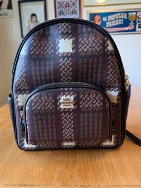 COACH COURT BACKPACK WITH BRUSHED PLAID PRINT NWT
